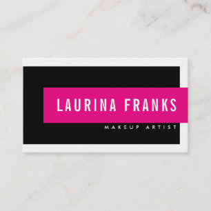 MODERN MINIMAL einfacher Name chic hot pink schwar Visitenkarte