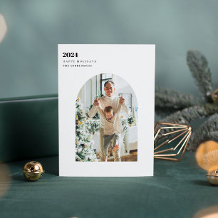 Modern Minimal Foto Arch Happy Holiday Weihnachten Einladung