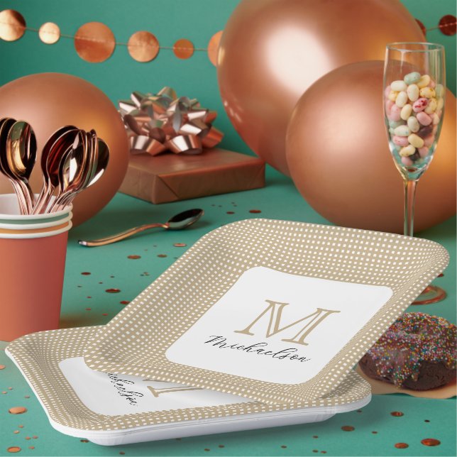 Modern Minimal Gold Elegant Monogram Pappteller (Multi)