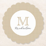 Modern Minimal Gold Elegant Monogram Untersetzer<br><div class="desc">Modern Minimal Gold Elegant Monogram Paper Coaster you can customize with your monogram and name. Available in several shapes.</div>