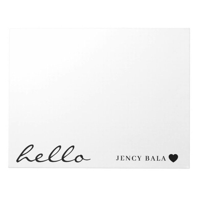 Modern Minimal Heart Clean White Design Notizblock (Vorderseite)