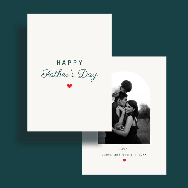 Modern Minimal Heart Custom Photo Father's Day Karte (Von Creator hochgeladen)