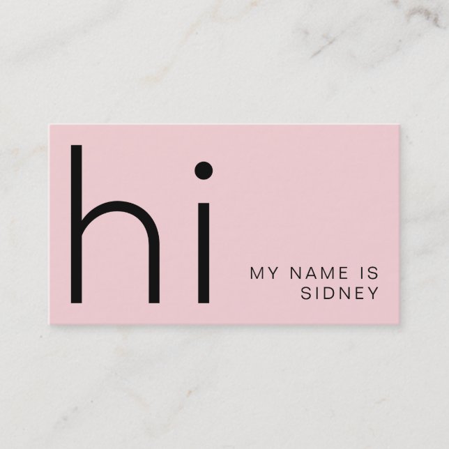 Modern minimal Hi - mein Name ist Design Visitenkarte (Vorderseite)
