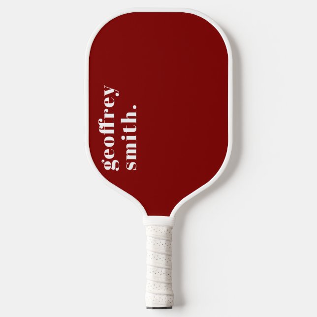Modern Minimal kühl Rot Ihr Individuelle Name Pickleball Schläger (Vorderseite)