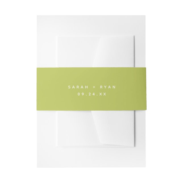 Modern Minimal Lime Green Wedding Names Einladungsbanderole (Vorderseite Beispiel)