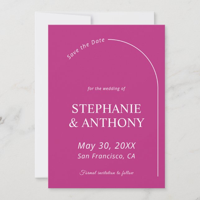 Modern Minimal Magenta with Arch Wedding    (Vorderseite)