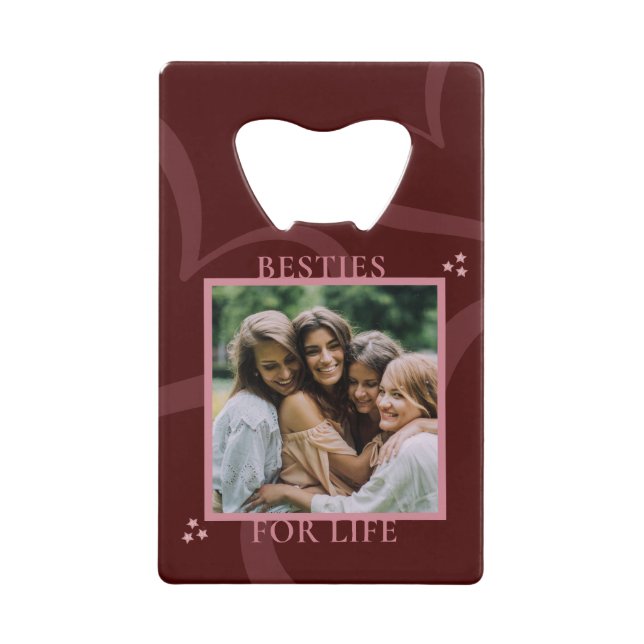 Modern Minimal Maroon Chic Typography Galentine's Geldbeutel Flaschenöffner (Vorderseite)