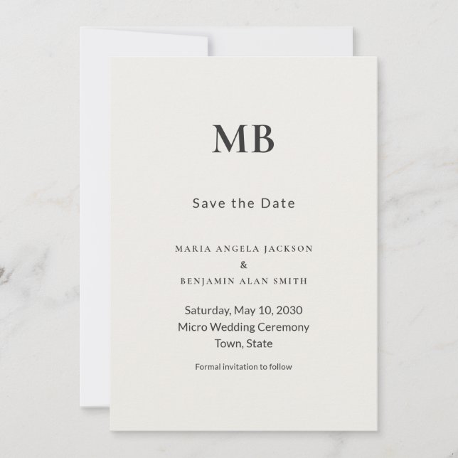 Modern Minimal Micro Wedding Save the Date (Vorderseite)