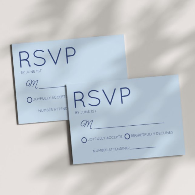 Modern Minimal Minimalist Blue Wedding RSVP Karte (Von Creator hochgeladen)