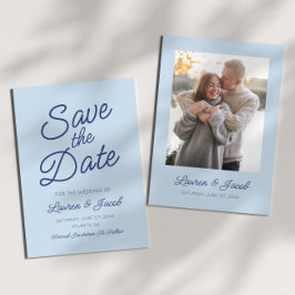 Modern Minimal Minimalist Blue Wedding Save The Date