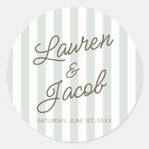 Modern Minimal Minimalist Green Stripes Wedding
