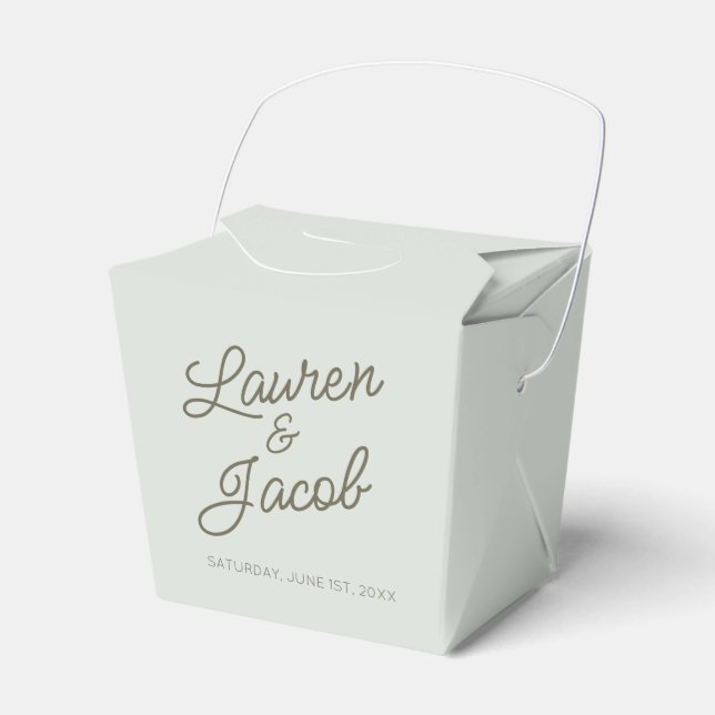 Modern Minimal Minimalist Green Wedding Geschenkschachtel (Vorderseite)