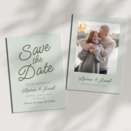 Modern Minimal Minimalist Green Wedding Save The Date