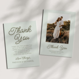 Modern Minimal Minimalist Sage Green Wedding Dankeskarte