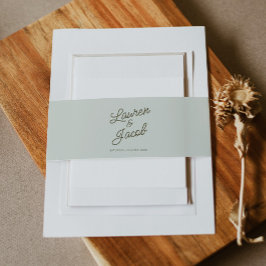 Modern Minimal Minimalist Sage Green Wedding Einladungsbanderole