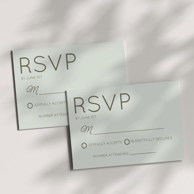 Modern Minimal Minimalist Sage Green Wedding RSVP Karte (Von Creator hochgeladen)