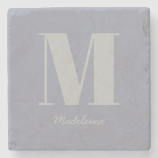 Modern Minimal Monogram, Anfangsgrauer Name Steinuntersetzer