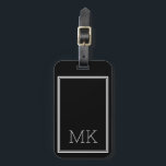 Modern Minimal Monogram Initials Frame Black  Gepäckanhänger<br><div class="desc">Modern Minimal Monogram Initials Frame Black Luggage Tag</div>