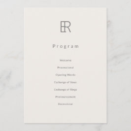 Modern Minimal Monogram Wedding Program Programm