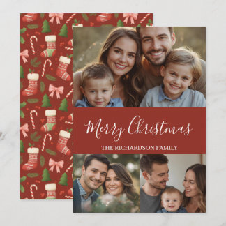 Modern Minimal Multi-Photo Christmas Feiertagskarte