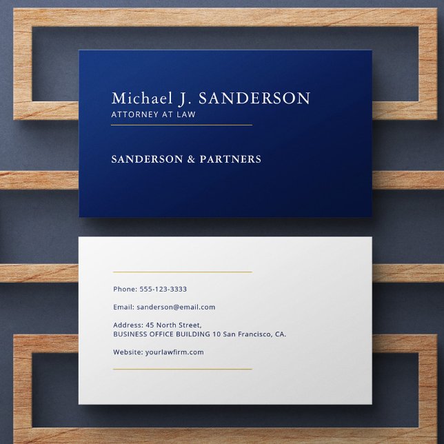 Modern minimal navy blue attorney at law visitenkarte (Von Creator hochgeladen)