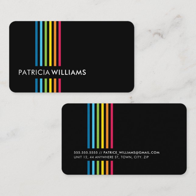 MODERN MINIMAL niedlicher Regenbogenstreifen schwa Visitenkarte (Vorne/Hinten)