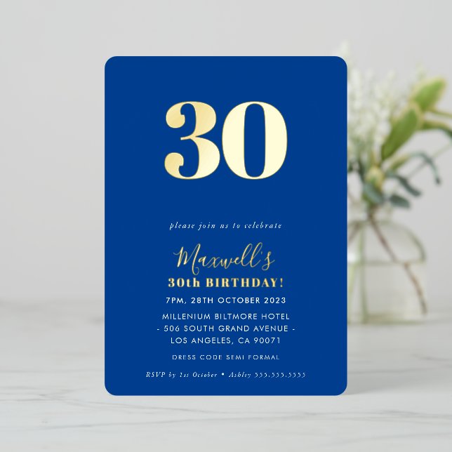 MODERN MINIMAL Party Blau 30. Folieneinladung (Stehend vorne)
