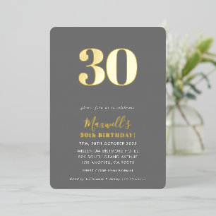 MODERN MINIMAL Party Grau 30. Folieneinladung