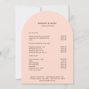 Modern, Minimal, Peach, Salon Preisliste Einladung