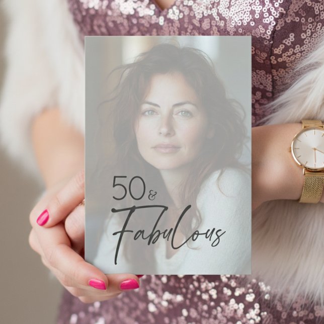 Modern Minimal Photo Fifty & Fabulous Birthday Einladung (Von Creator hochgeladen)