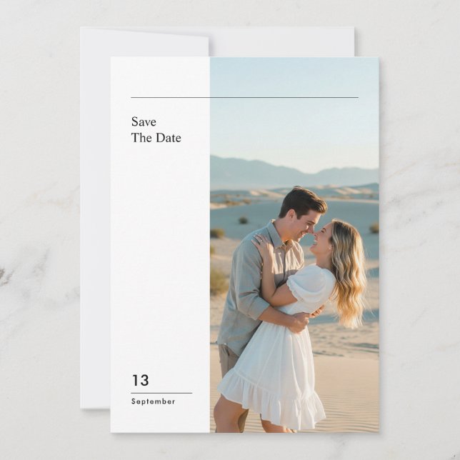 Modern Minimal Photo Wedding Save The Date Einladung (Vorderseite)