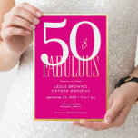 Modern Minimal Pink Fifty & Fabulous Birthday Folieneinladung<br><div class="desc">Modern and chic, this Fifty and Fabulous birthday invitation combines classic hot pink and white with accents of real gold foil. Its minimal design is a simple and fun way to celebrate the milestone birthday. This version of the card has a whimsical small polka dot back. Created by Simply Farmhouse...</div>