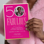 Modern Minimal Pink Fifty Fabulous Photo Birthday Folieneinladung<br><div class="desc">Modern and chic, this Fifty and Fabulous birthday invitation combines classic hot pink and white with accents of real gold foil and a fun photo placement for a personal touch. Its minimal design is a simple and fun way to celebrate the milestone birthday. This version of the card has a...</div>