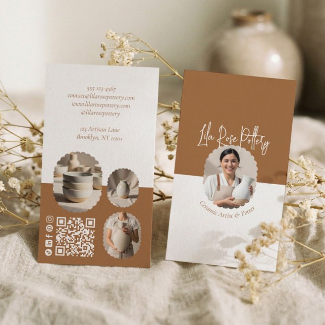 Modern Minimal Pottery Photo Collage Business Card Visitenkarte (Modern Minimal Pottery Photo Collage Business Card)