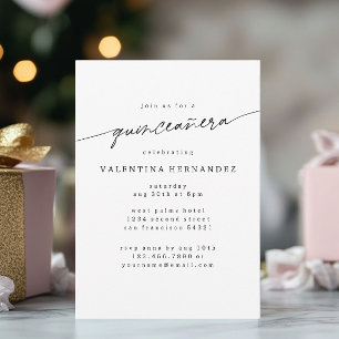 Modern Minimal Quinceanera Geburtstagsparty Script Einladung