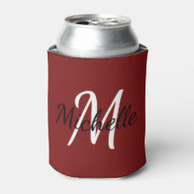 Modern Minimal Red Monogram Name + Initial