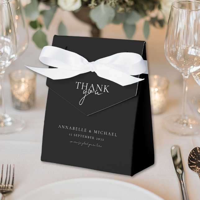 Modern, minimal, schwarz, Hochzeit Geschenkschachtel (Modern, Minimal, Black-White, Wedding Favor Boxes)