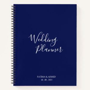 Modern Minimal Script Blue Muslim Wedding Planner Notizbuch