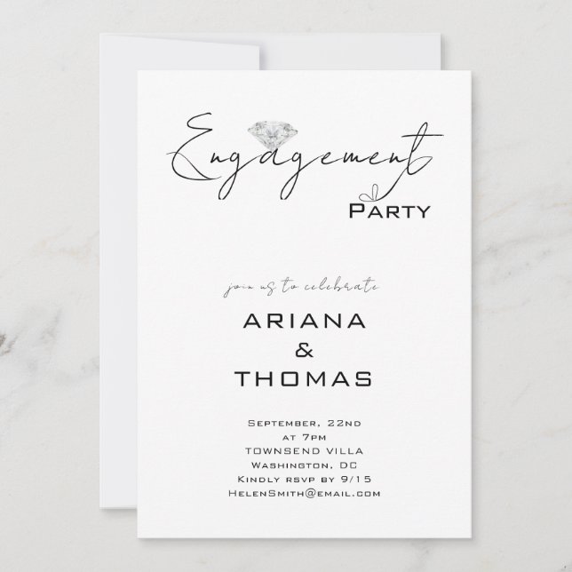 Modern Minimal Script Engagement Party Invitation Einladung (Vorderseite)