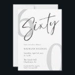 Modern Minimal Script Sixty 60th Birthday Party Einladung<br><div class="desc">Modern Script Sixty Birthday Celebration design with elegant calligraphy and a minimalist layout. Perfect for a stylish 60th birthday celebration,  this clean and timeless typography style creates a sophisticated and memorable event announcement.</div>