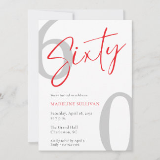 Modern Minimal Script Sixty 60th Birthday Party Einladung