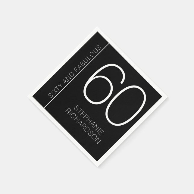 Modern Minimal Sixty and Fabulous 60th Birthday Serviette (Ecke)