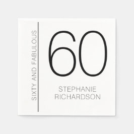Modern Minimal Sixty and Fabulous 60th Birthday Serviette