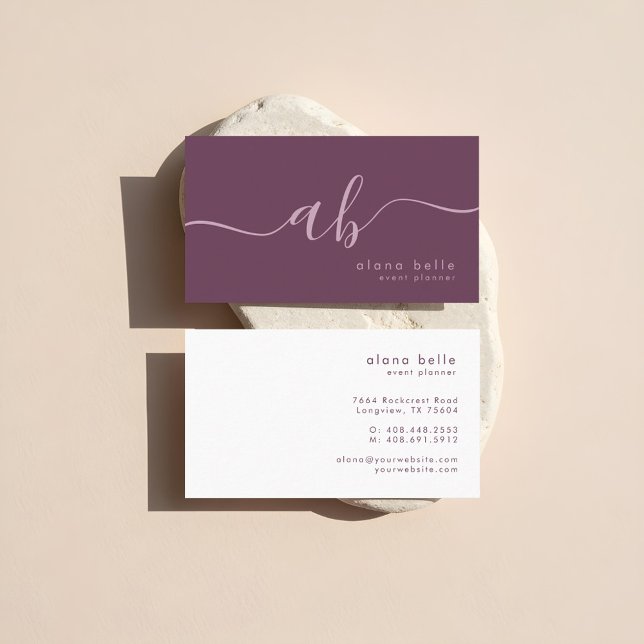 Modern, Minimal & Sophisticated Script Monogram Visitenkarte (Modern, Minimal & Sophisticated Script Monogram Business Card)