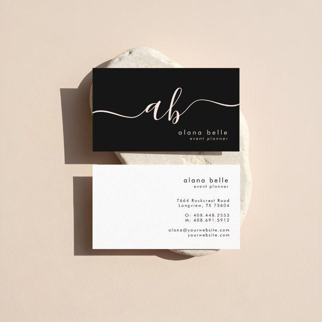 Modern, Minimal & Sophisticated Script Monogram Visitenkarte (Modern, Minimal & Sophisticated Script Monogram Business Card)