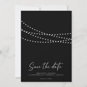 Modern Minimal String Lights Photo Save the Date 