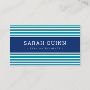MODERN MINIMAL STRIPE aqua aquamarine marineblaue Visitenkarte