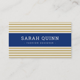 MODERN MINIMAL STRIPE Goldmedaille Blau-Weiß Visitenkarte