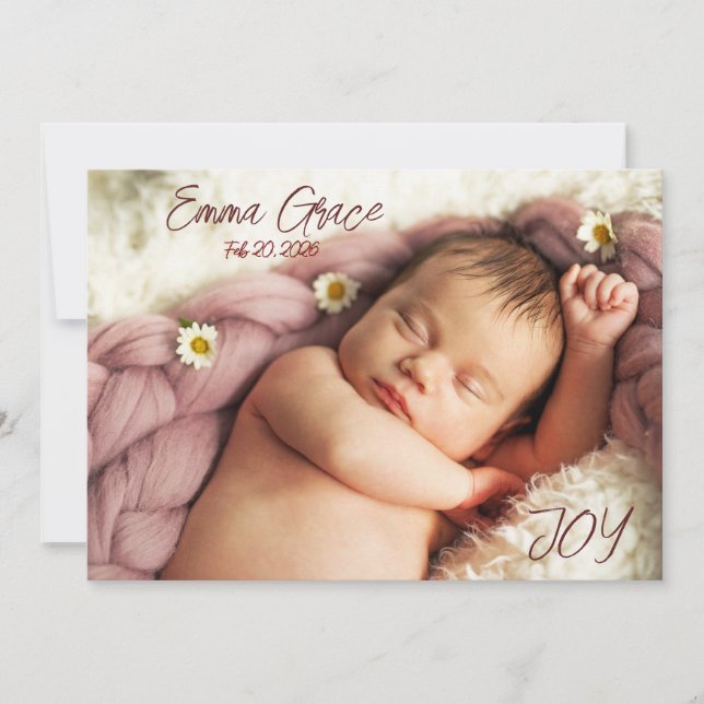 Modern Minimal Two Photo Birth Announcement Ankündigung (Vorderseite)