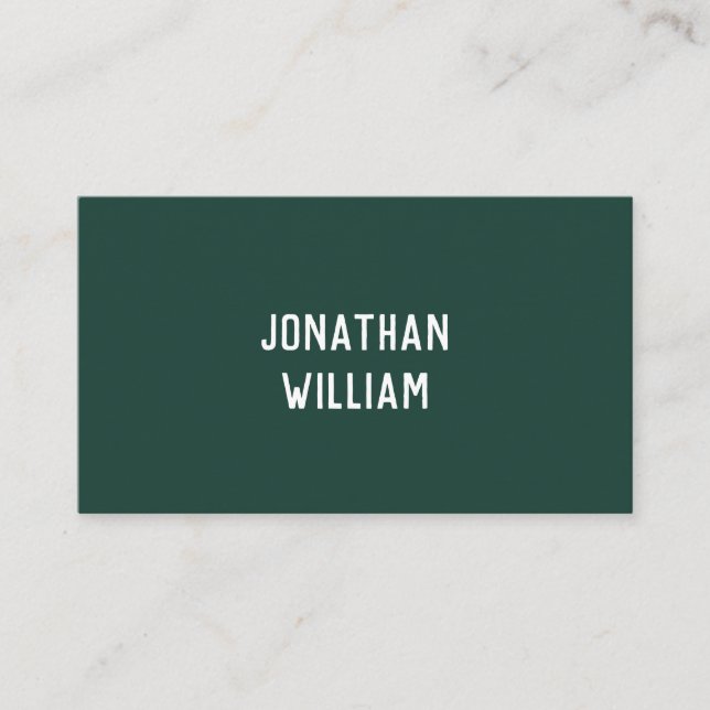 Modern Minimal Typografie Emerald Grünbuch Visitenkarte (Vorderseite)